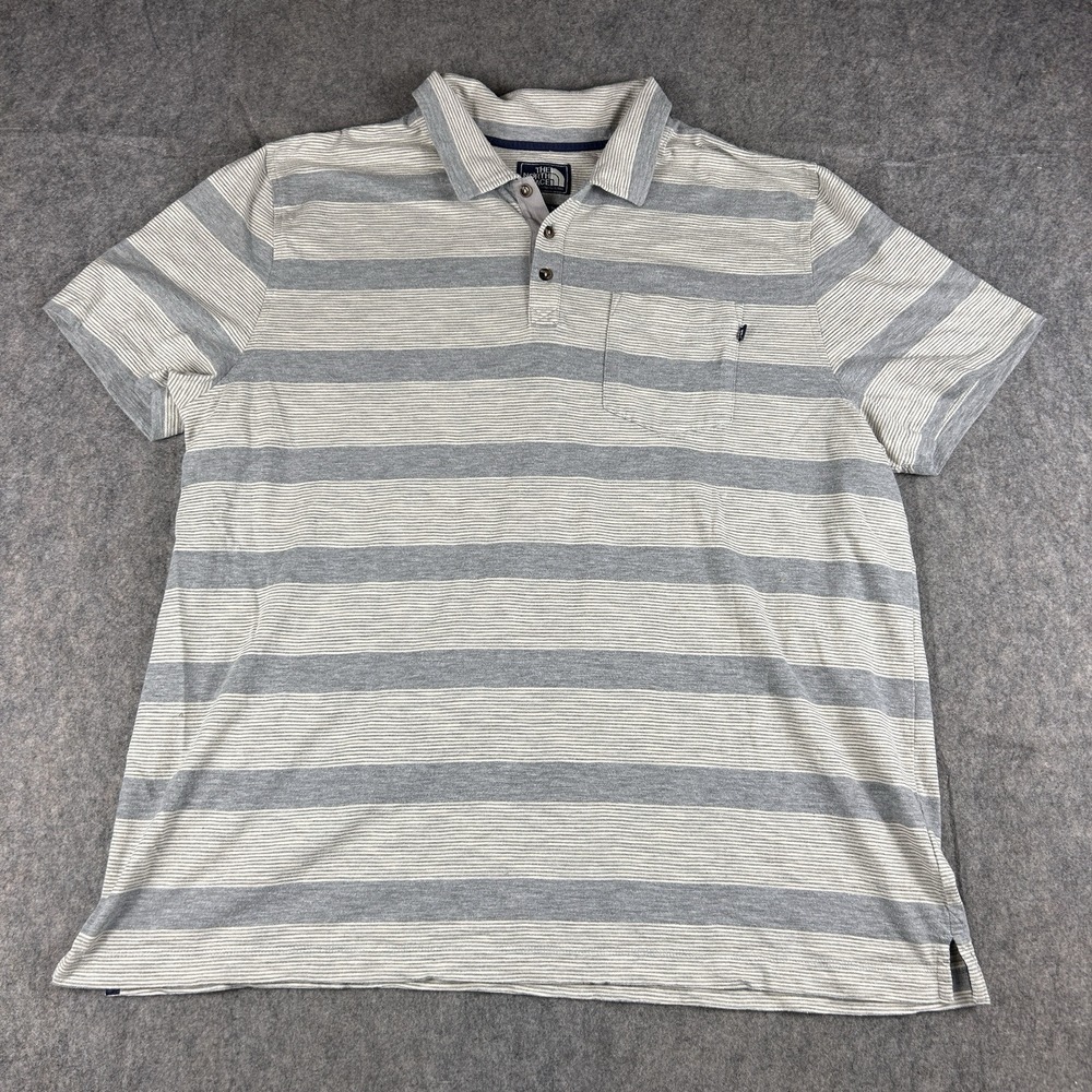 The North Face Gray Striped Polo Shirt. XXL